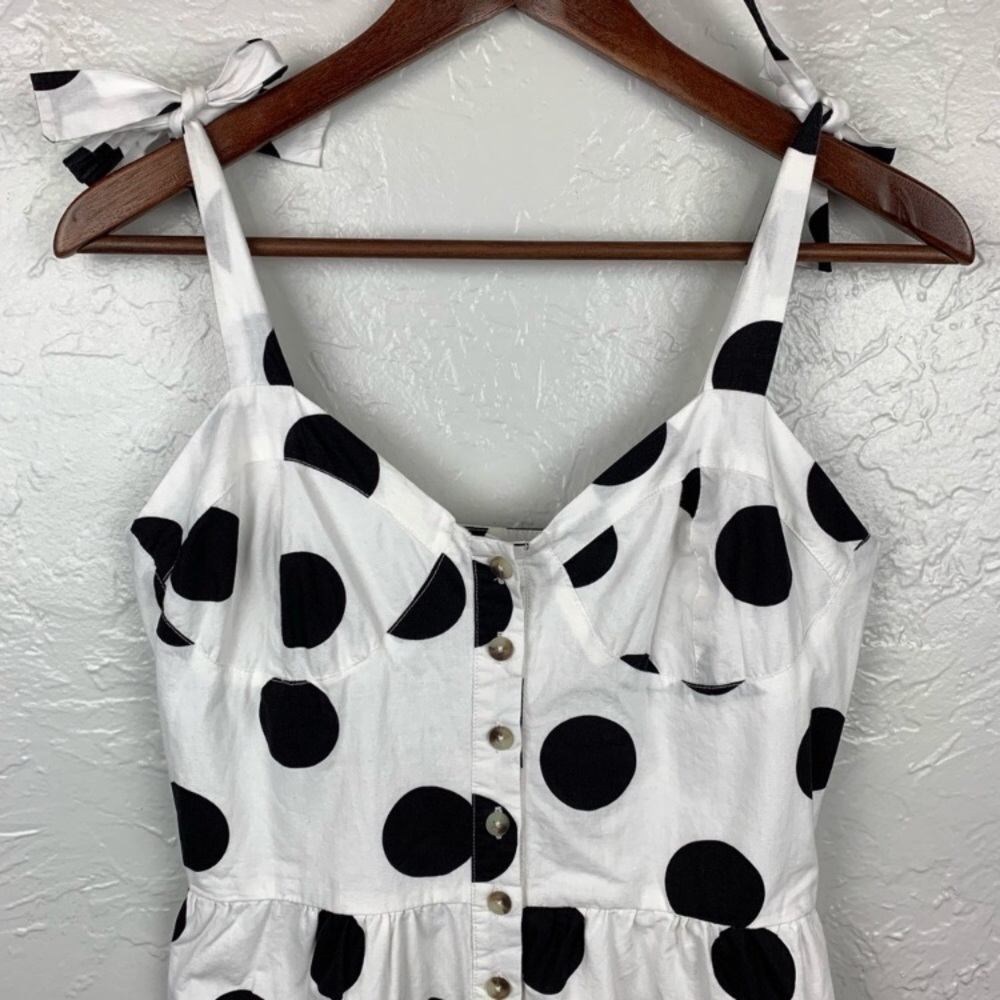 Polka dot bustier midi dress black white spot bows - Picture 7 of 12